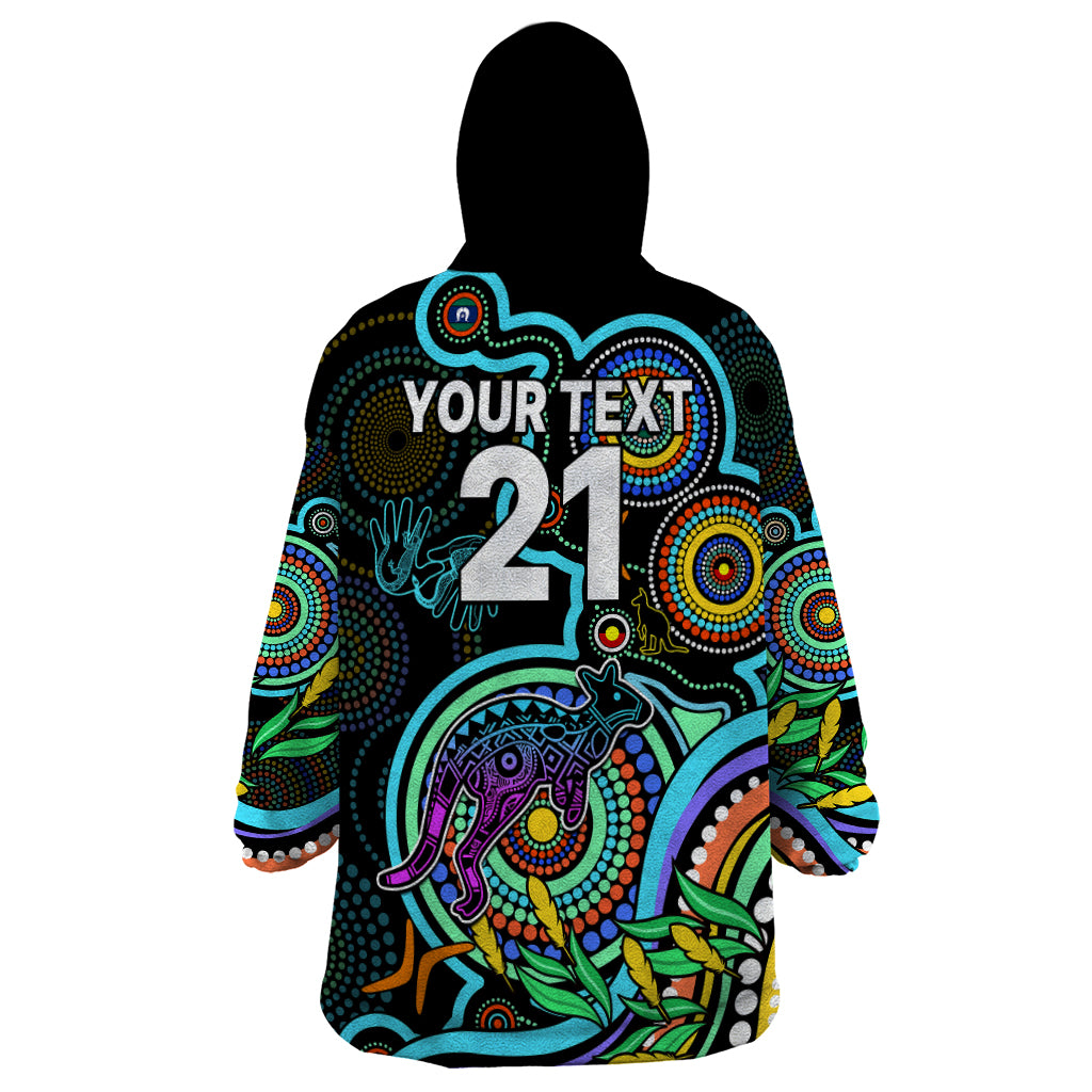 Custom Kangaroos Football Aboriginal Art Wearable Blanket Hoodie NAIDOC Indigenous Tribal - Vibe Hoodie Shop