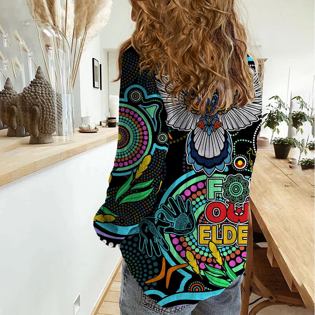 Magpies Football Aboriginal Art Women Casual Shirt NAIDOC Indigenous Tribal - Vibe Hoodie Shop