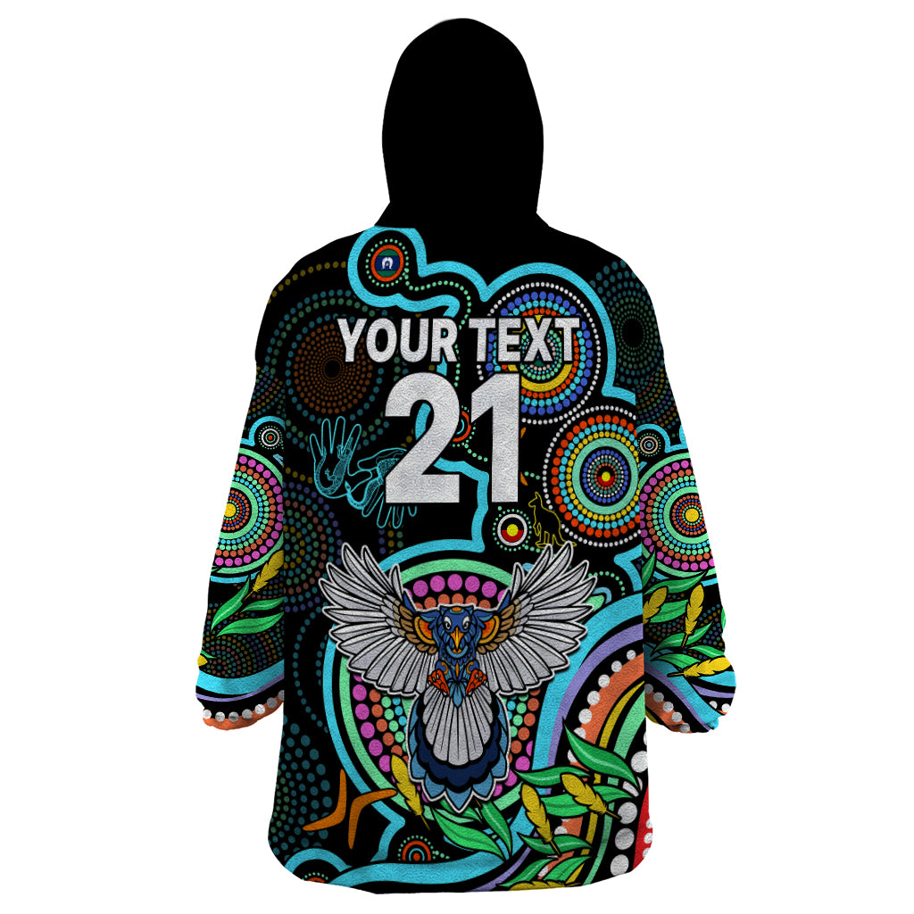 Custom Magpies Football Aboriginal Art Wearable Blanket Hoodie NAIDOC Indigenous Tribal - Vibe Hoodie Shop