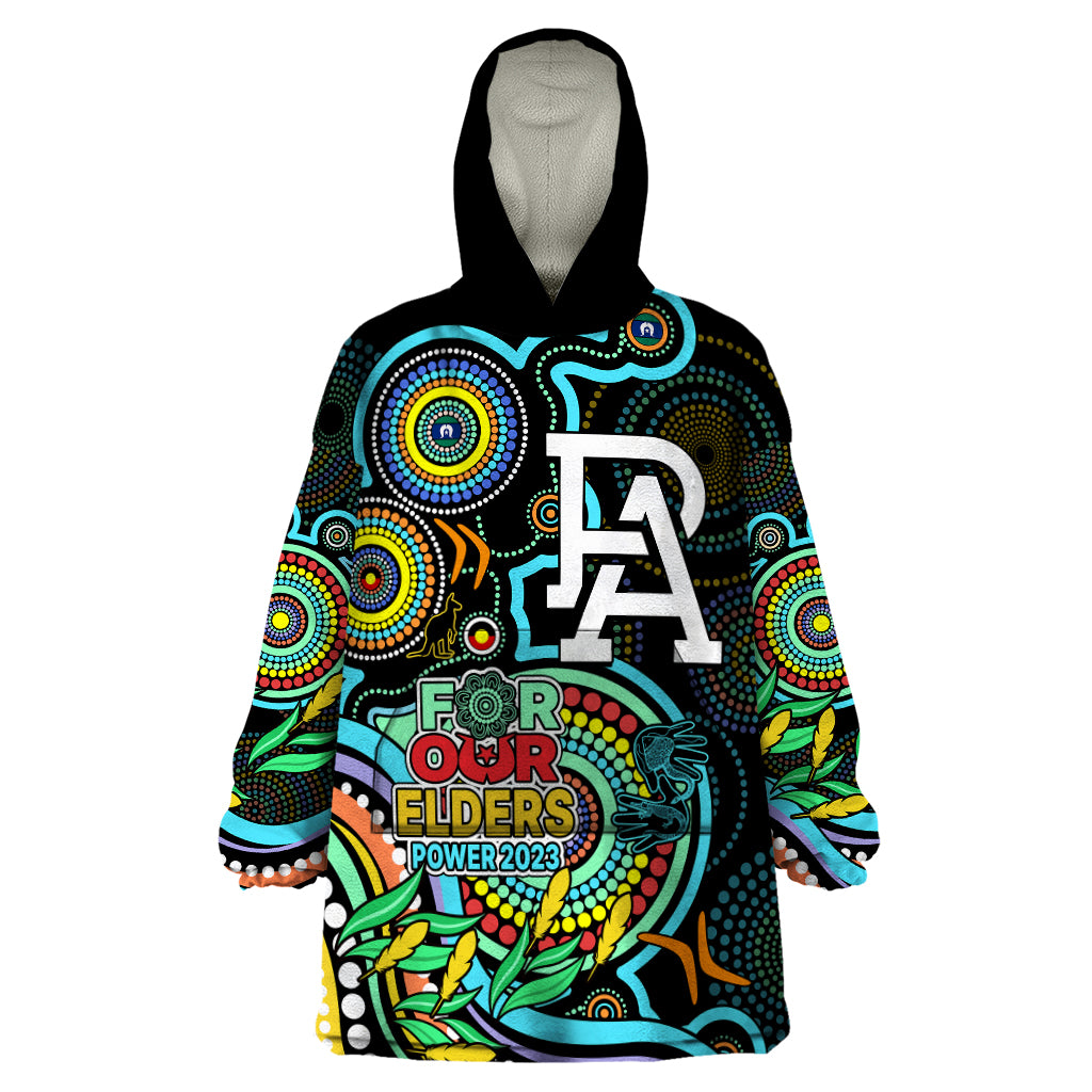 Port Adelaide Football Aboriginal Art Wearable Blanket Hoodie NAIDOC Indigenous Tribal - Vibe Hoodie Shop