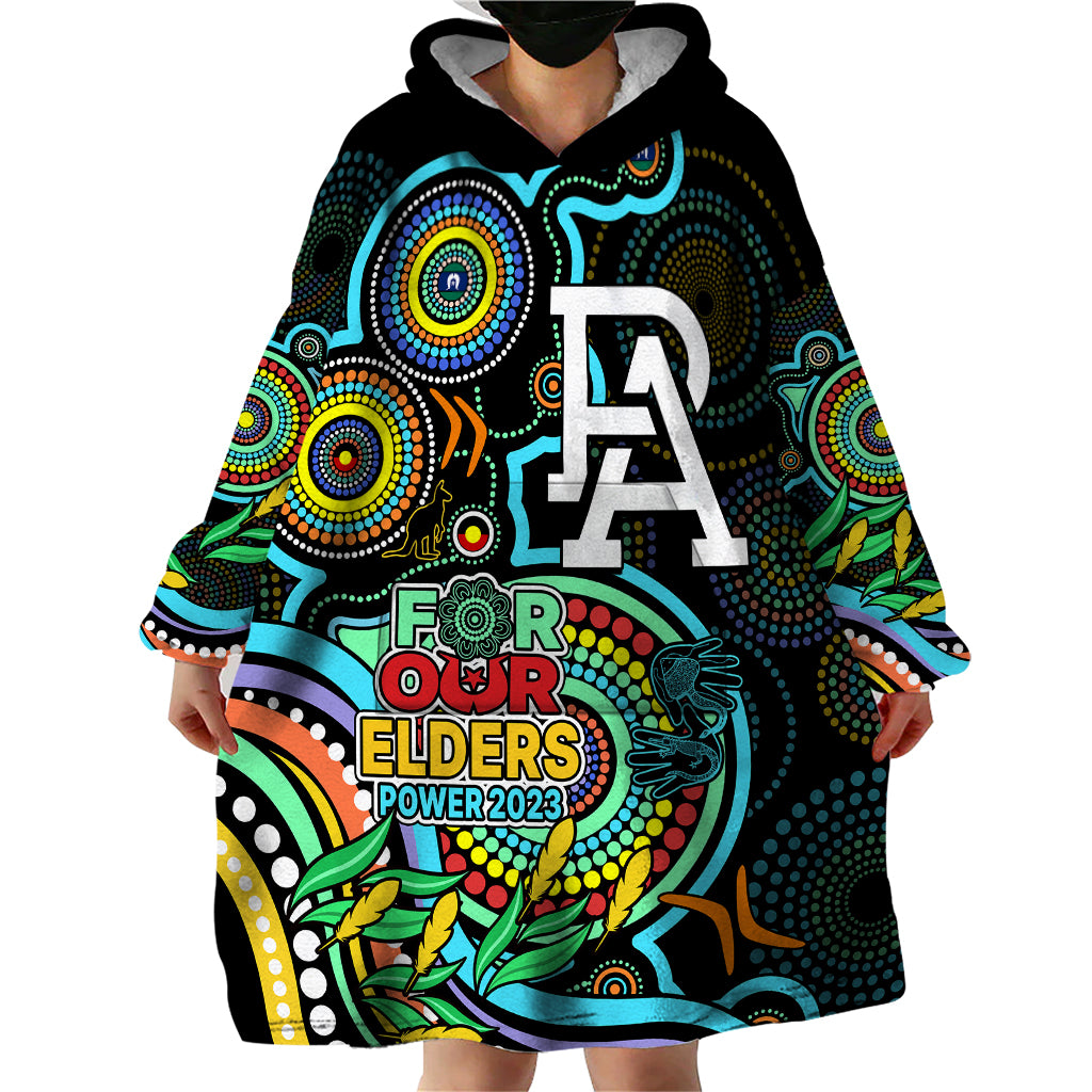 Port Adelaide Football Aboriginal Art Wearable Blanket Hoodie NAIDOC Indigenous Tribal - Vibe Hoodie Shop