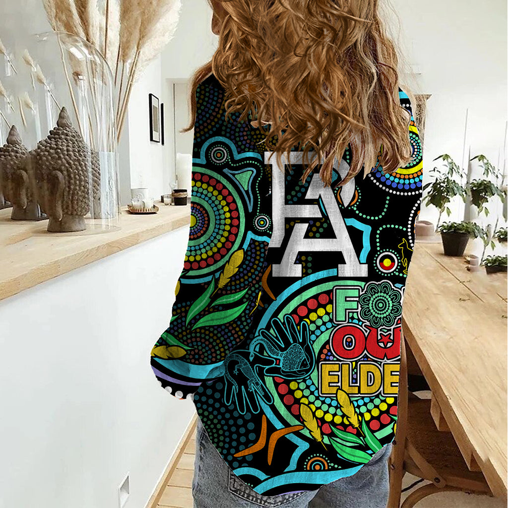 Port Adelaide Football Aboriginal Art Women Casual Shirt NAIDOC Indigenous Tribal - Vibe Hoodie Shop