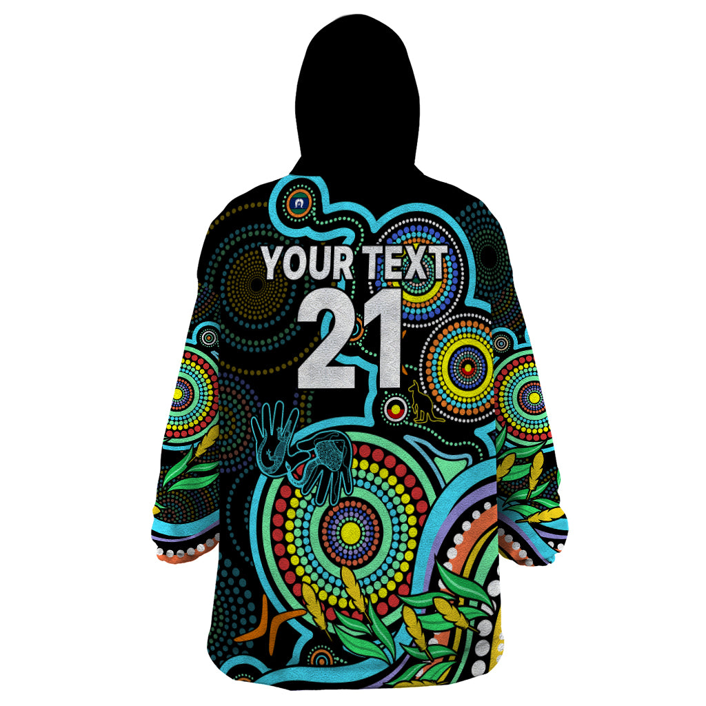 Custom Port Adelaide Football Aboriginal Art Wearable Blanket Hoodie NAIDOC Indigenous Tribal - Vibe Hoodie Shop