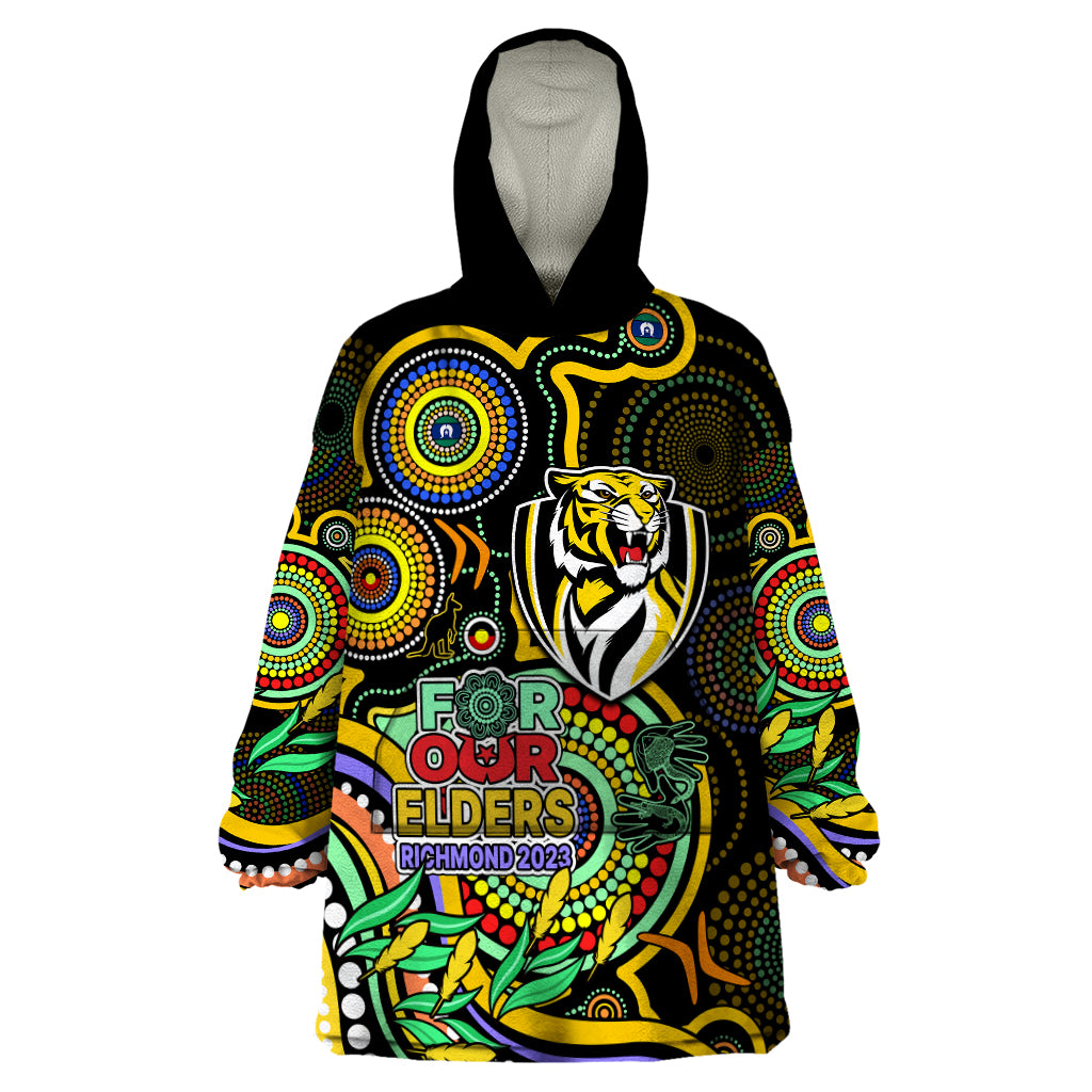 Richmond Football Aboriginal Art Wearable Blanket Hoodie NAIDOC Indigenous Tribal - Vibe Hoodie Shop