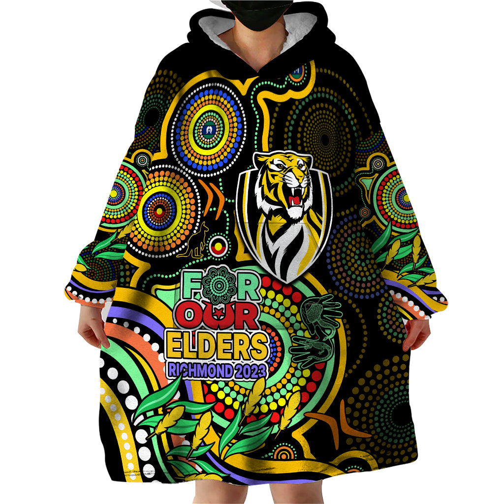 Richmond Football Aboriginal Art Wearable Blanket Hoodie NAIDOC Indigenous Tribal - Vibe Hoodie Shop