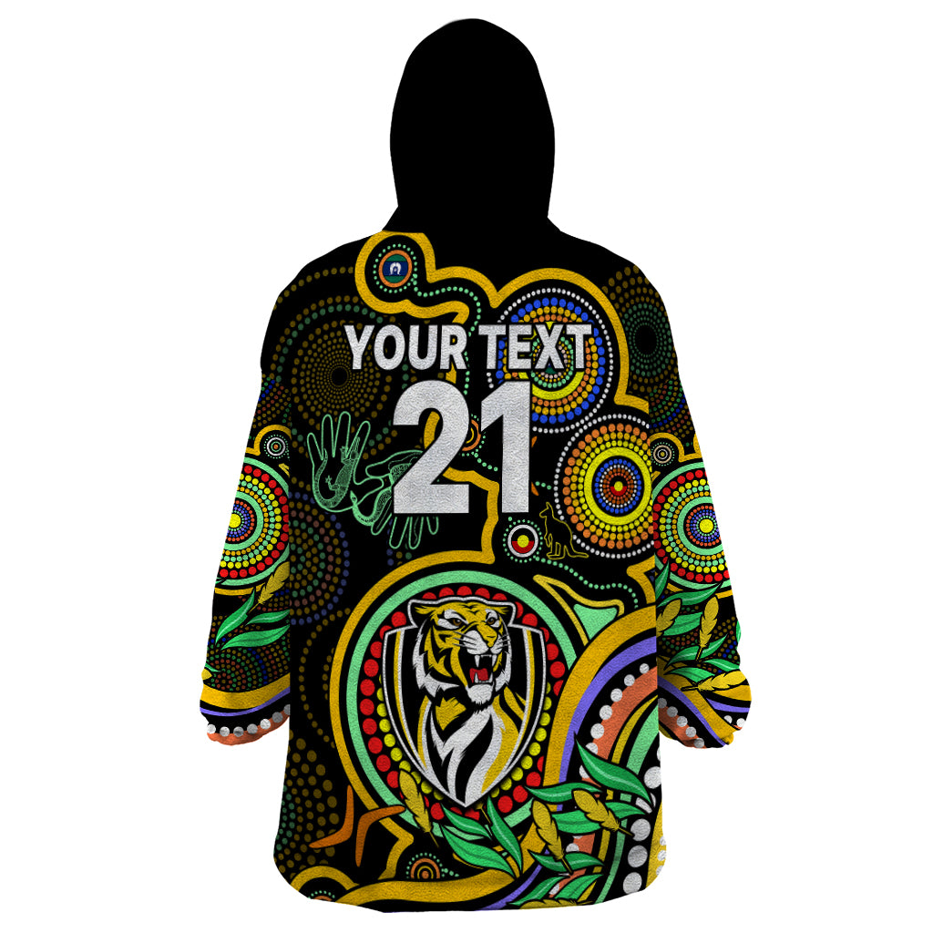 Custom Richmond Football Aboriginal Art Wearable Blanket Hoodie NAIDOC Indigenous Tribal - Vibe Hoodie Shop