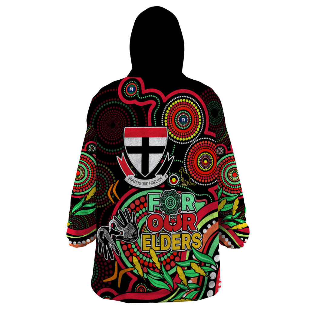 St Kilda Football Aboriginal Art Wearable Blanket Hoodie NAIDOC Indigenous Tribal - Vibe Hoodie Shop