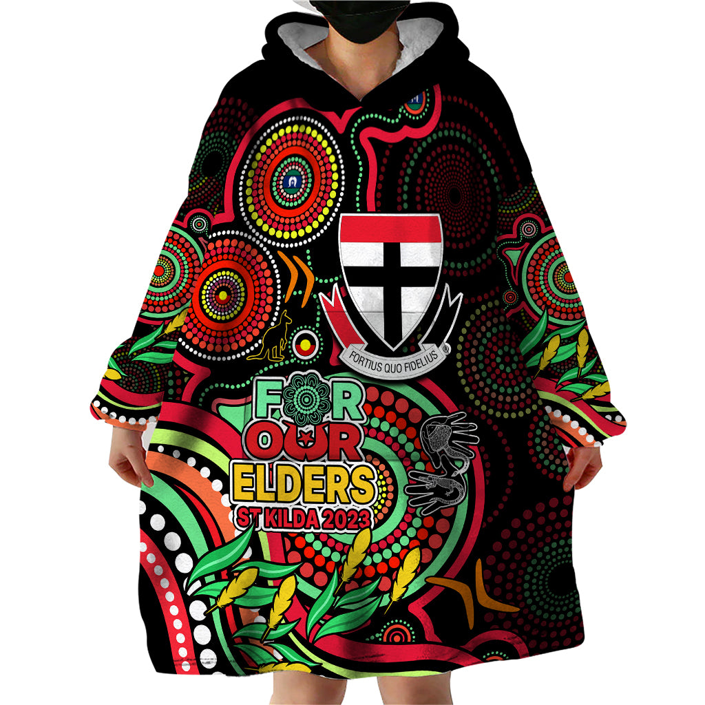 St Kilda Football Aboriginal Art Wearable Blanket Hoodie NAIDOC Indigenous Tribal - Vibe Hoodie Shop