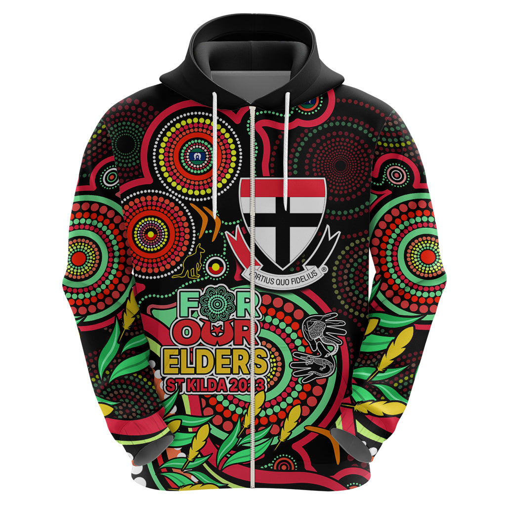 Custom St Kilda Football Aboriginal Art Hoodie NAIDOC Indigenous Tribal LT9 - Vibe Hoodie Shop