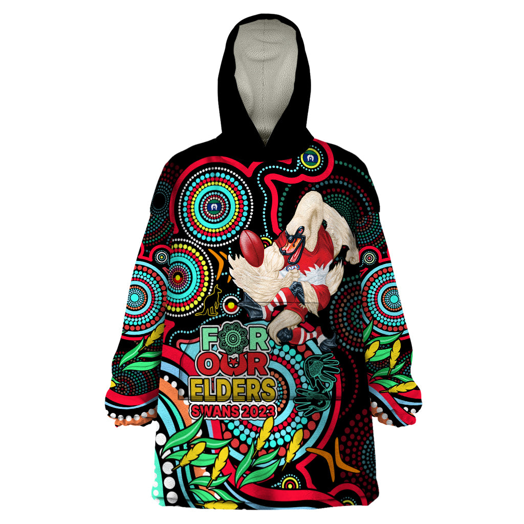 Swans Football Aboriginal Art Wearable Blanket Hoodie NAIDOC Indigenous Tribal - Vibe Hoodie Shop