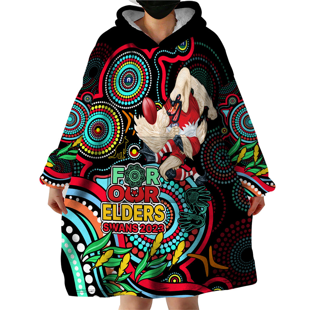 Swans Football Aboriginal Art Wearable Blanket Hoodie NAIDOC Indigenous Tribal - Vibe Hoodie Shop