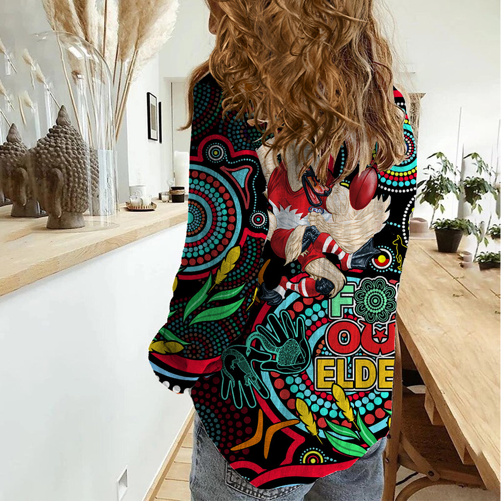 Swans Football Aboriginal Art Women Casual Shirt NAIDOC Indigenous Tribal - Vibe Hoodie Shop