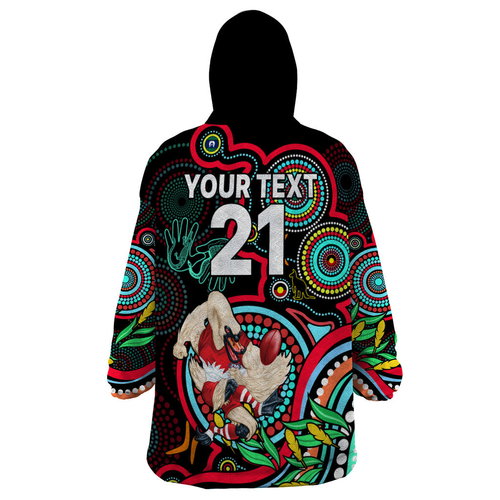 Custom Swans Football Aboriginal Art Wearable Blanket Hoodie NAIDOC Indigenous Tribal - Vibe Hoodie Shop