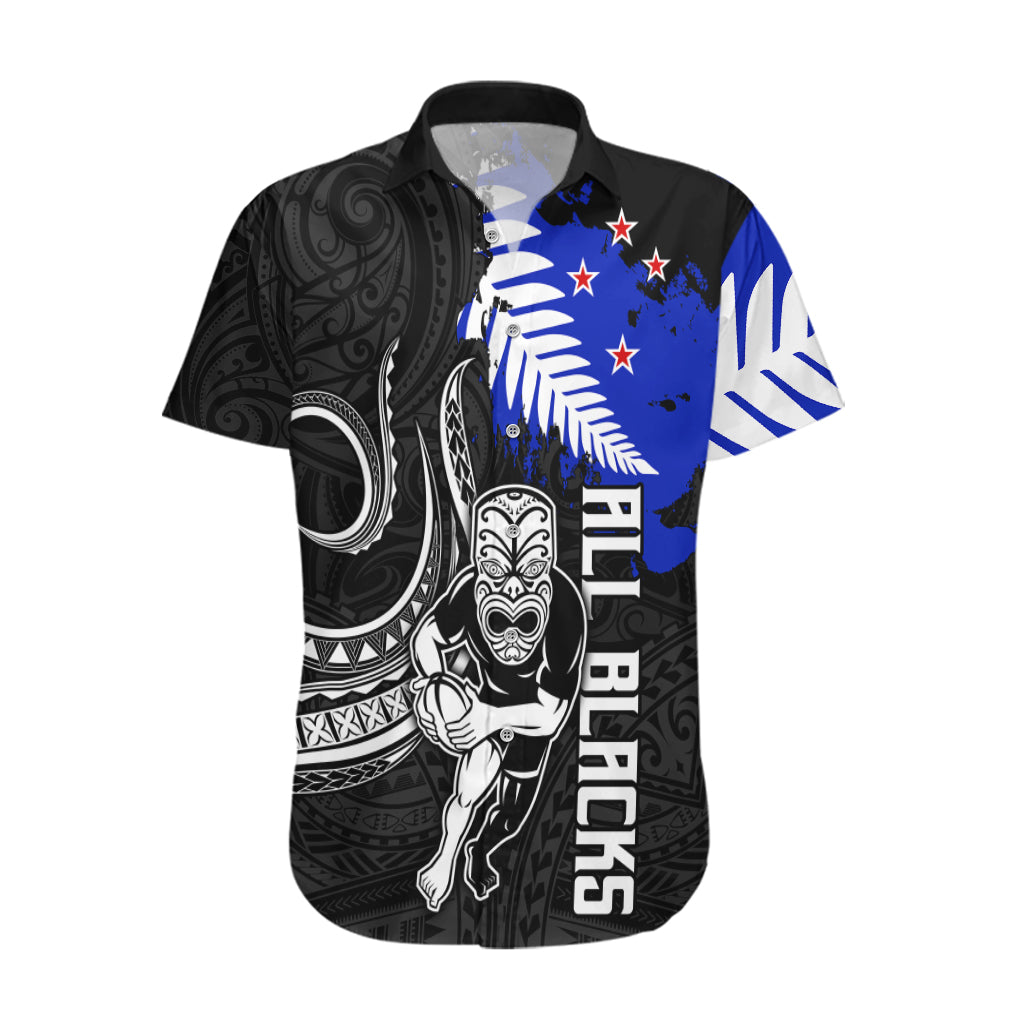 Aotearoa Rugby Hawaiian Shirt All Black Maori Fern - Vibe Hoodie Shop