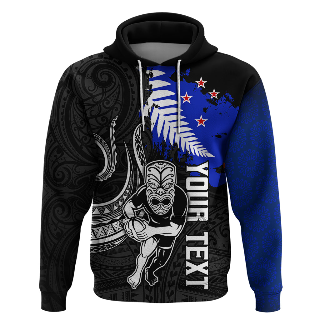 Personalised Aotearoa Rugby Hoodie All Black Maori Fern LT9 - Vibe Hoodie Shop