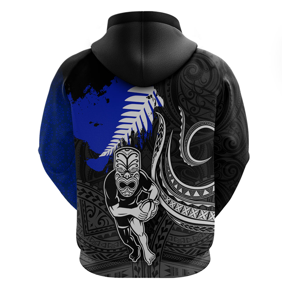 Personalised Aotearoa Rugby Hoodie All Black Maori Fern LT9 - Vibe Hoodie Shop