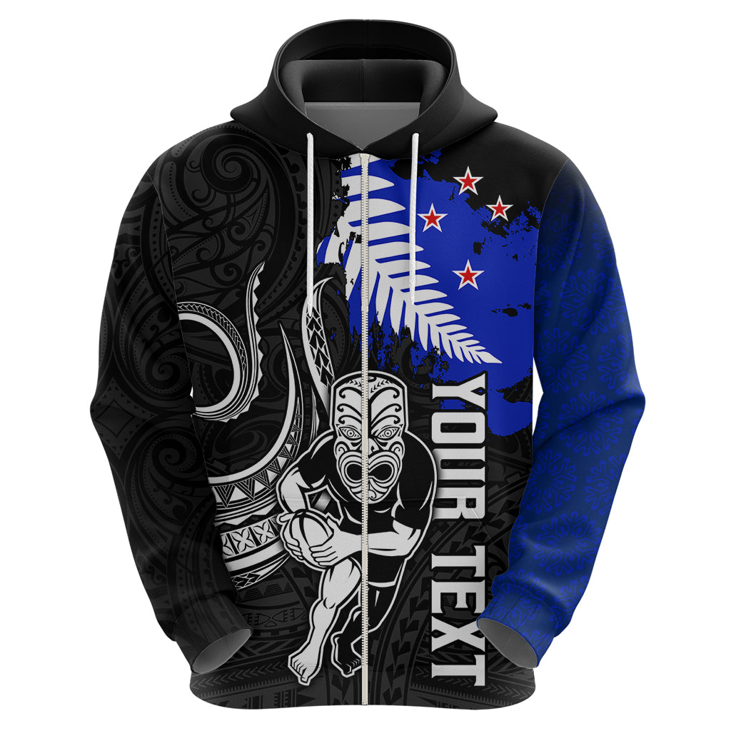 Personalised Aotearoa Rugby Hoodie All Black Maori Fern LT9 - Vibe Hoodie Shop