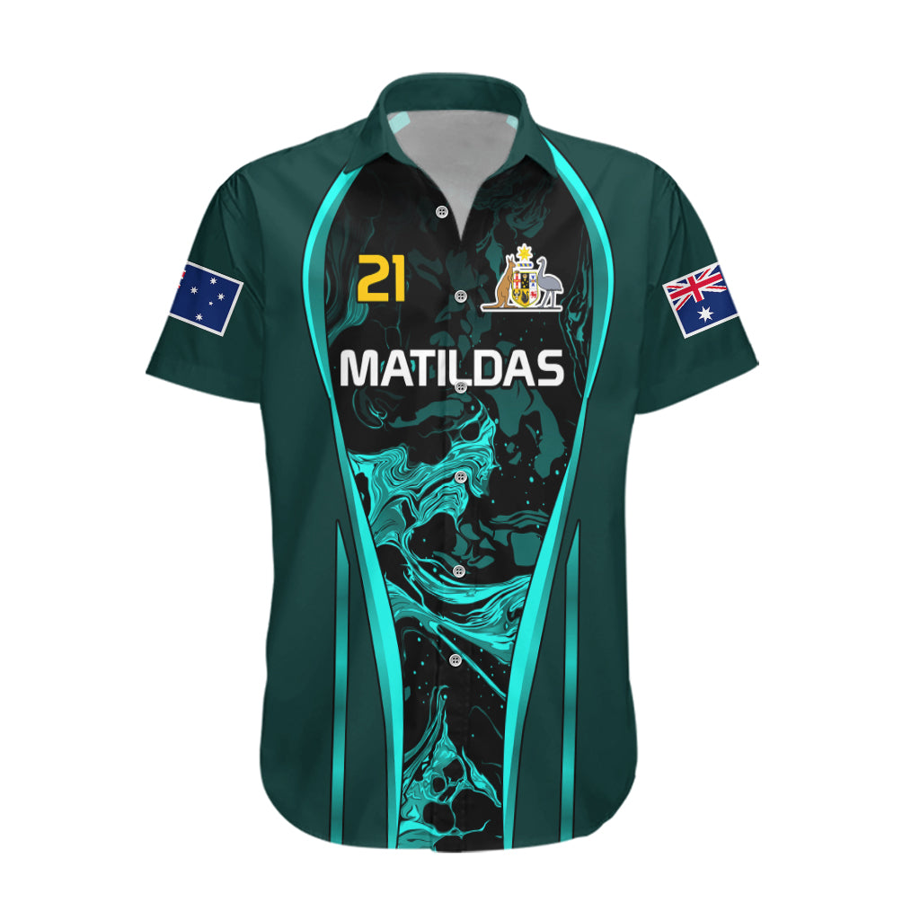 Matildas Australia Soccer Hawaiian Shirt Liquid Marble Texture Vibe - Vibe Hoodie Shop