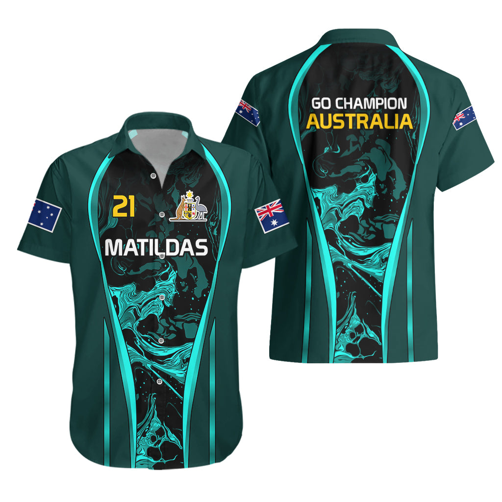 Matildas Australia Soccer Hawaiian Shirt Liquid Marble Texture Vibe - Vibe Hoodie Shop