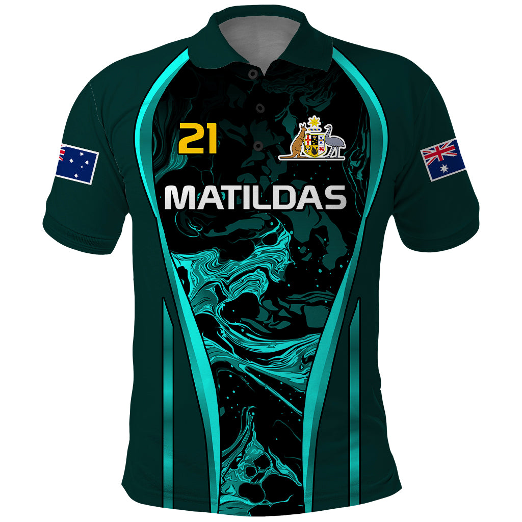 Matildas Australia Soccer Polo Shirt Liquid Marble Texture Vibe LT9 - Vibe Hoodie Shop