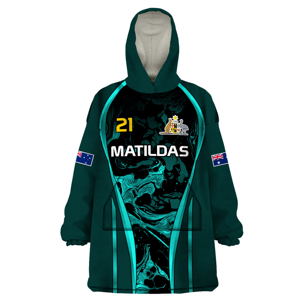 Matildas Australia Soccer Wearable Blanket Hoodie Liquid Marble Texture Vibe - Vibe Hoodie Shop