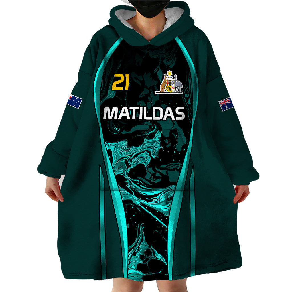 Matildas Australia Soccer Wearable Blanket Hoodie Liquid Marble Texture Vibe - Vibe Hoodie Shop