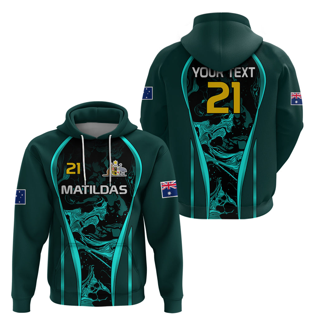 Custom Matildas Australia Soccer Hoodie Liquid Marble Texture Vibe LT9 - Vibe Hoodie Shop