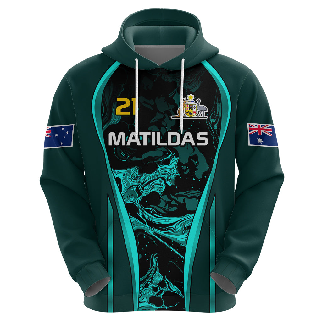 Custom Matildas Australia Soccer Hoodie Liquid Marble Texture Vibe LT9 - Vibe Hoodie Shop