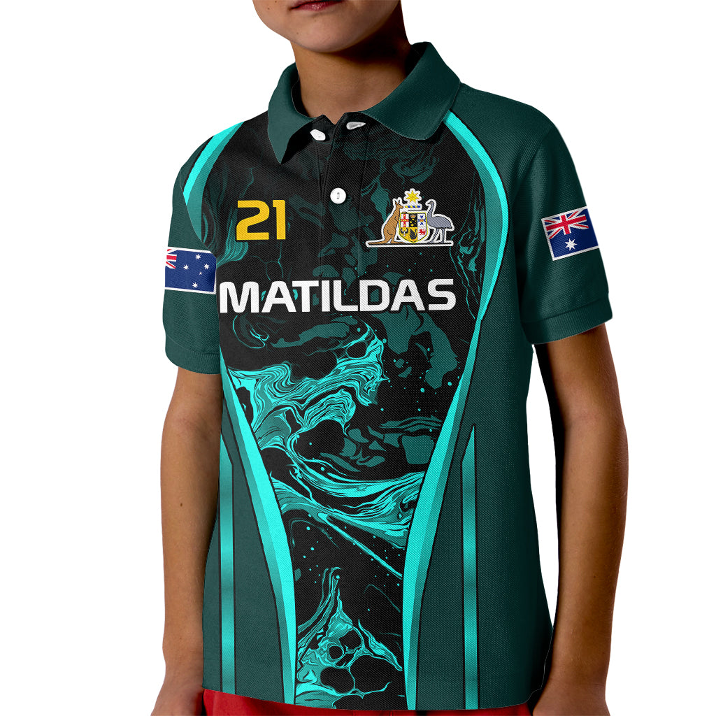 Custom Matildas Australia Soccer Polo Shirt Liquid Marble Texture Vibe LT9 - Vibe Hoodie Shop