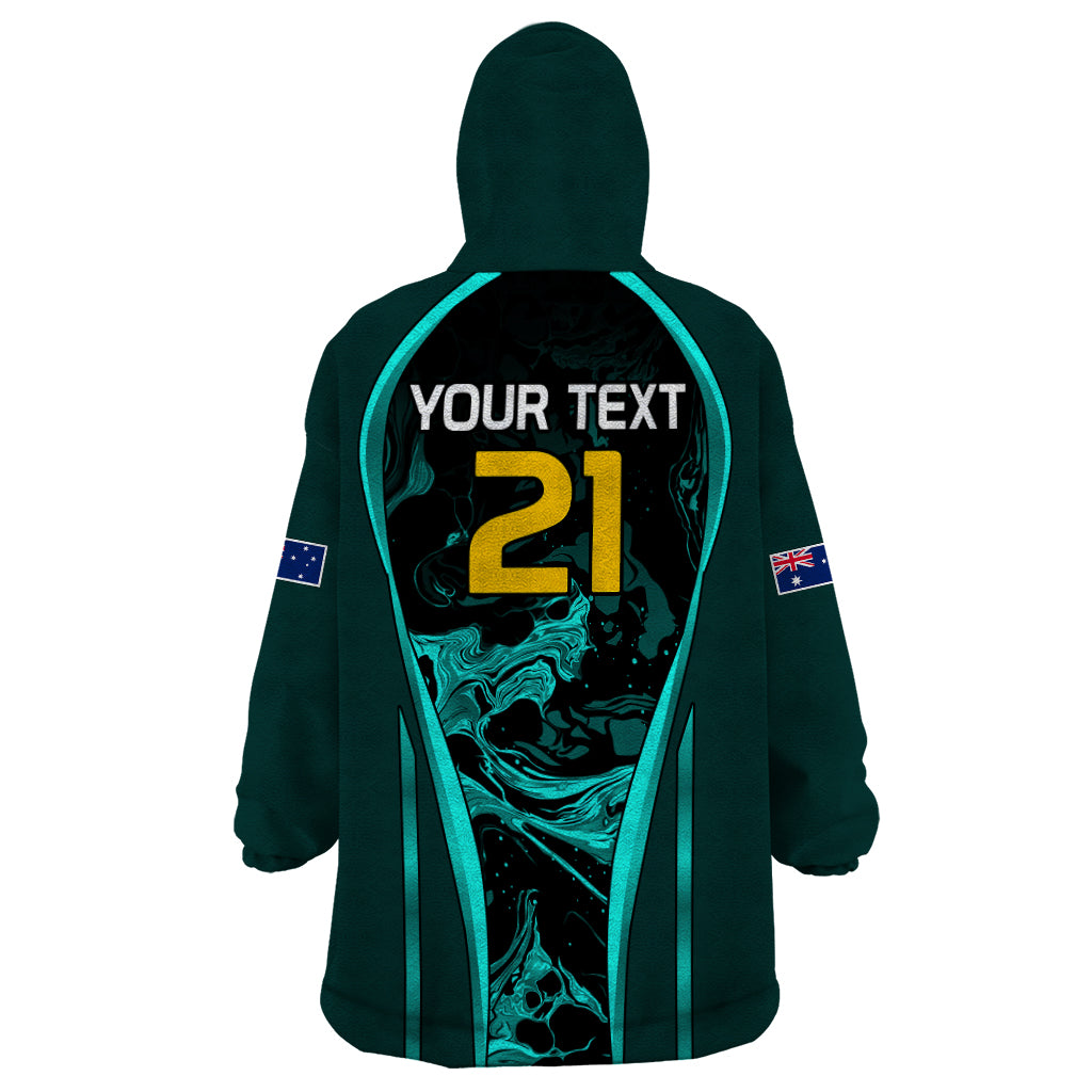 Custom Matildas Australia Soccer Wearable Blanket Hoodie Liquid Marble Texture Vibe - Vibe Hoodie Shop