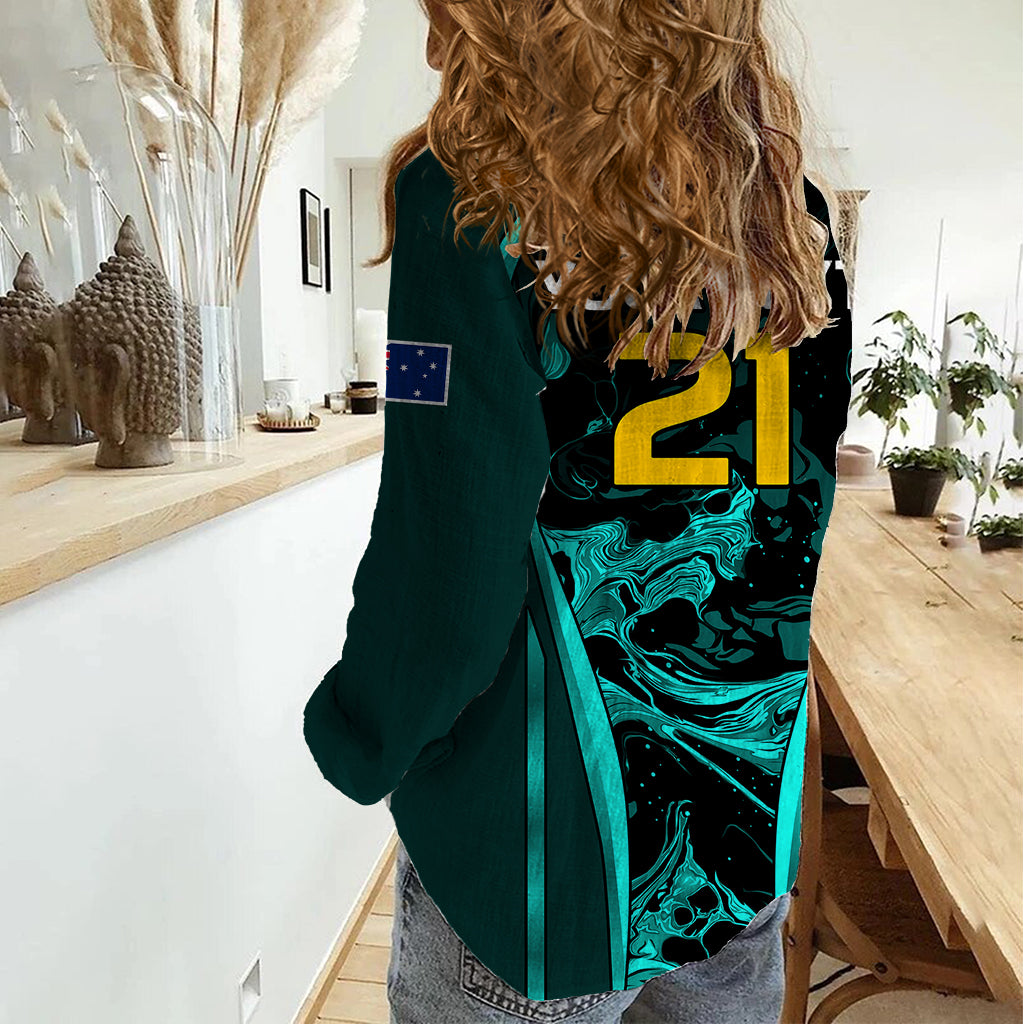 Custom Matildas Australia Soccer Women Casual Shirt Liquid Marble Texture Vibe - Vibe Hoodie Shop