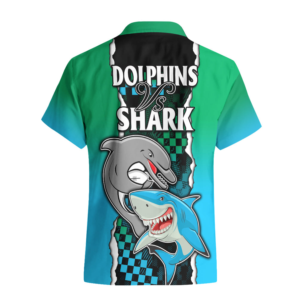 NRL Combine Rabbitohs and Shark Hawaiian Shirt Sporty Style - Vibe Hoodie Shop