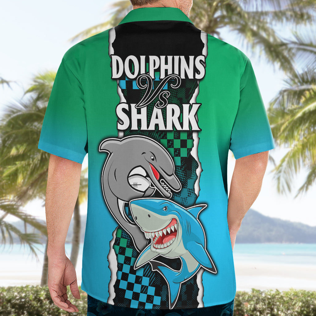 NRL Combine Rabbitohs and Shark Hawaiian Shirt Sporty Style - Vibe Hoodie Shop