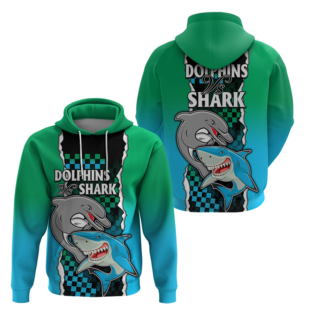 NRL Combine Rabbitohs and Shark Hoodie Sporty Style LT9 - Vibe Hoodie Shop