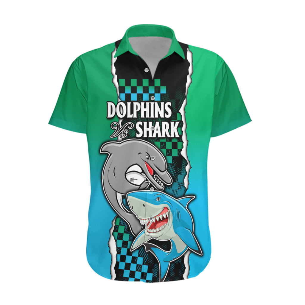 Custom NRL Combine Rabbitohs and Shark Hawaiian Shirt Sporty Style - Vibe Hoodie Shop