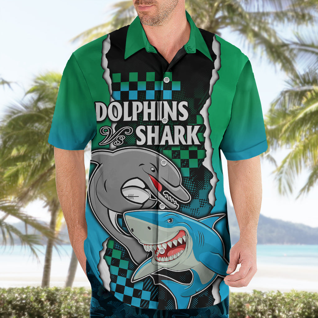 Custom NRL Combine Rabbitohs and Shark Hawaiian Shirt Sporty Style - Vibe Hoodie Shop