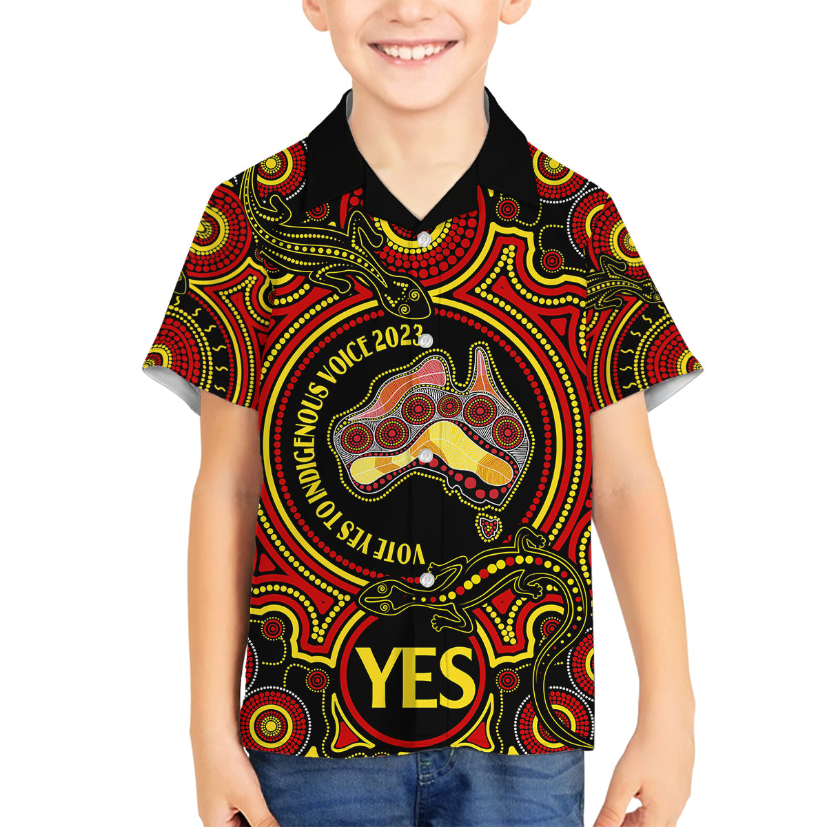 australia-vote-yes-family-matching-long-sleeve-bodycon-dress-and-hawaiian-shirt-indigenous-voice-2023-maps-to-parliament-australia