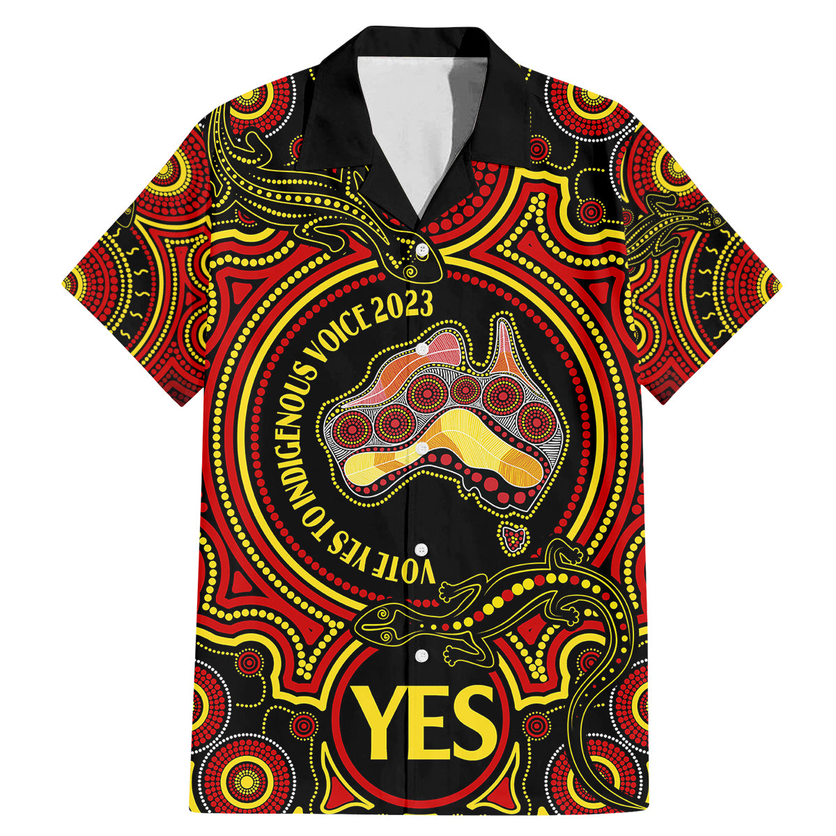 australia-vote-yes-family-matching-mermaid-dress-and-hawaiian-shirt-indigenous-voice-2023-maps-to-parliament-australia