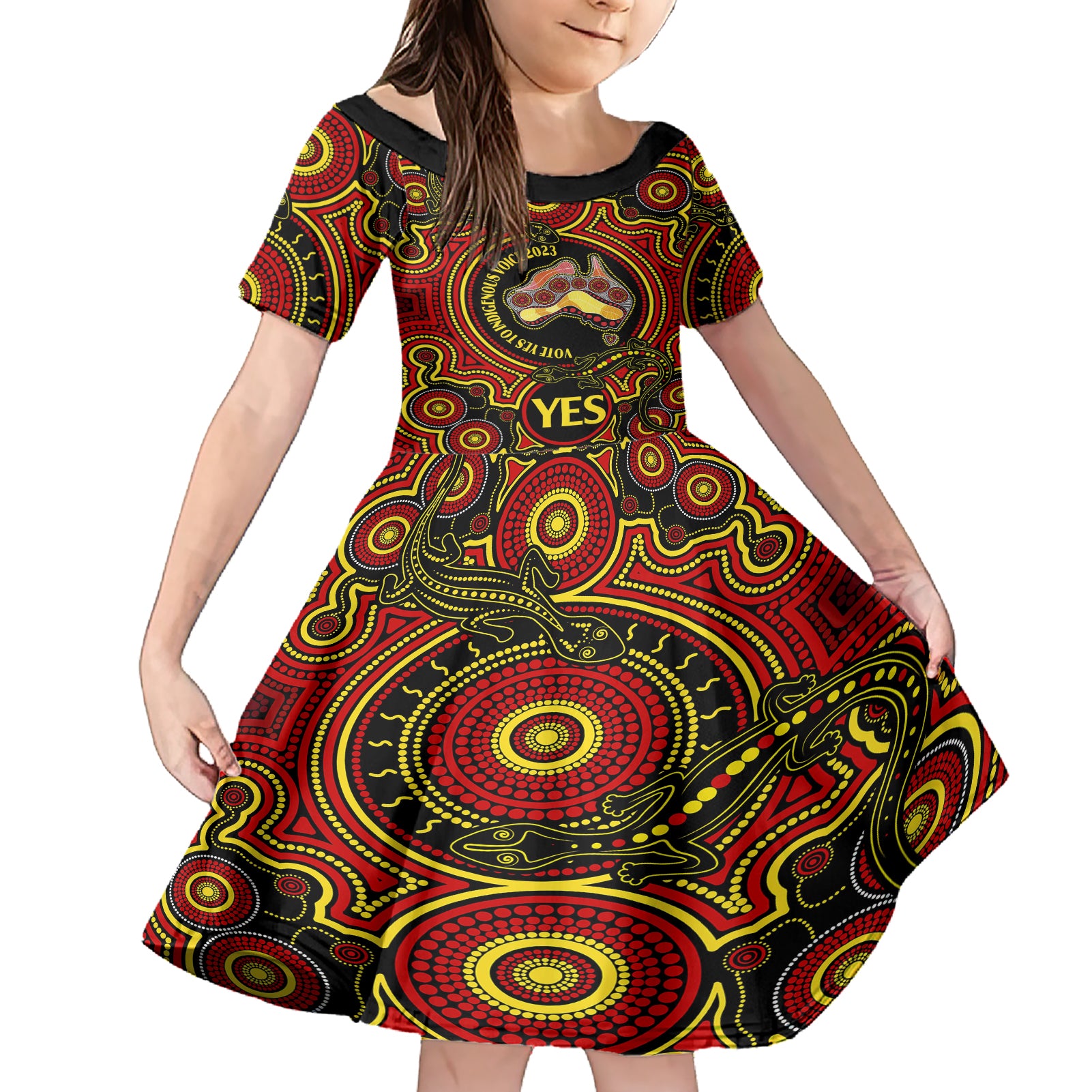 australia-vote-yes-family-matching-short-sleeve-bodycon-dress-and-hawaiian-shirt-indigenous-voice-2023-maps-to-parliament-australia