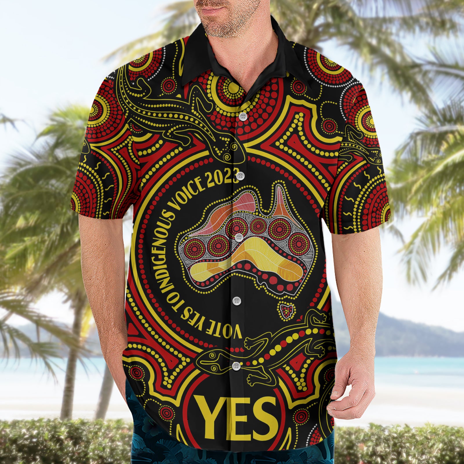 Australia Vote YES Hawaiian Shirt Indigenous Voice 2023 Maps to Parliament Australia - Vibe Hoodie Shop