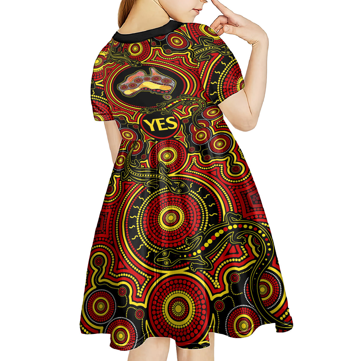 Australia Vote YES Kid Short Sleeve Dress Indigenous Voice 2023 Maps to Parliament Australia - Vibe Hoodie Shop