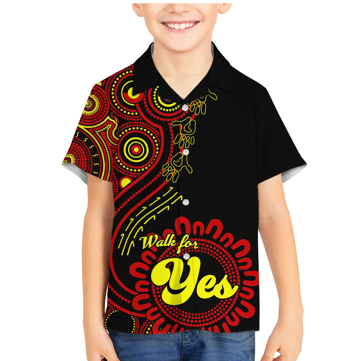 australia-walk-for-yes-family-matching-mermaid-dress-and-hawaiian-shirt-indigenous-voice-2023-aboriginal-red-vibe