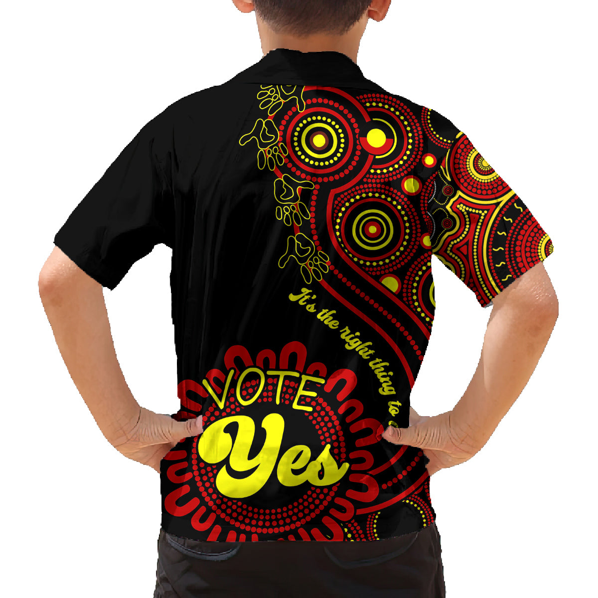 australia-walk-for-yes-family-matching-puletasi-dress-and-hawaiian-shirt-indigenous-voice-2023-aboriginal-red-vibe