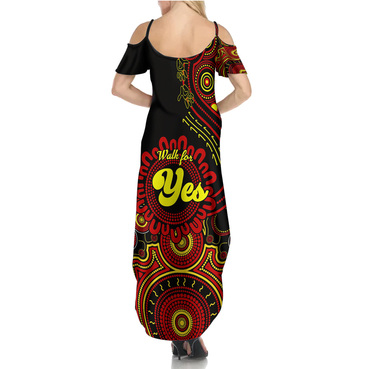 australia-walk-for-yes-family-matching-summer-maxi-dress-and-hawaiian-shirt-indigenous-voice-2023-aboriginal-red-vibe