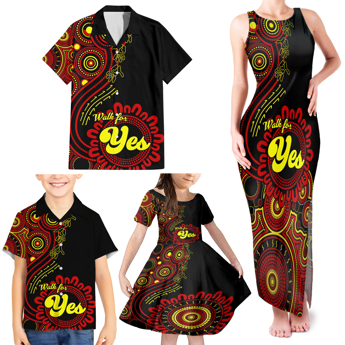 australia-walk-for-yes-family-matching-tank-maxi-dress-and-hawaiian-shirt-indigenous-voice-2023-aboriginal-red-vibe