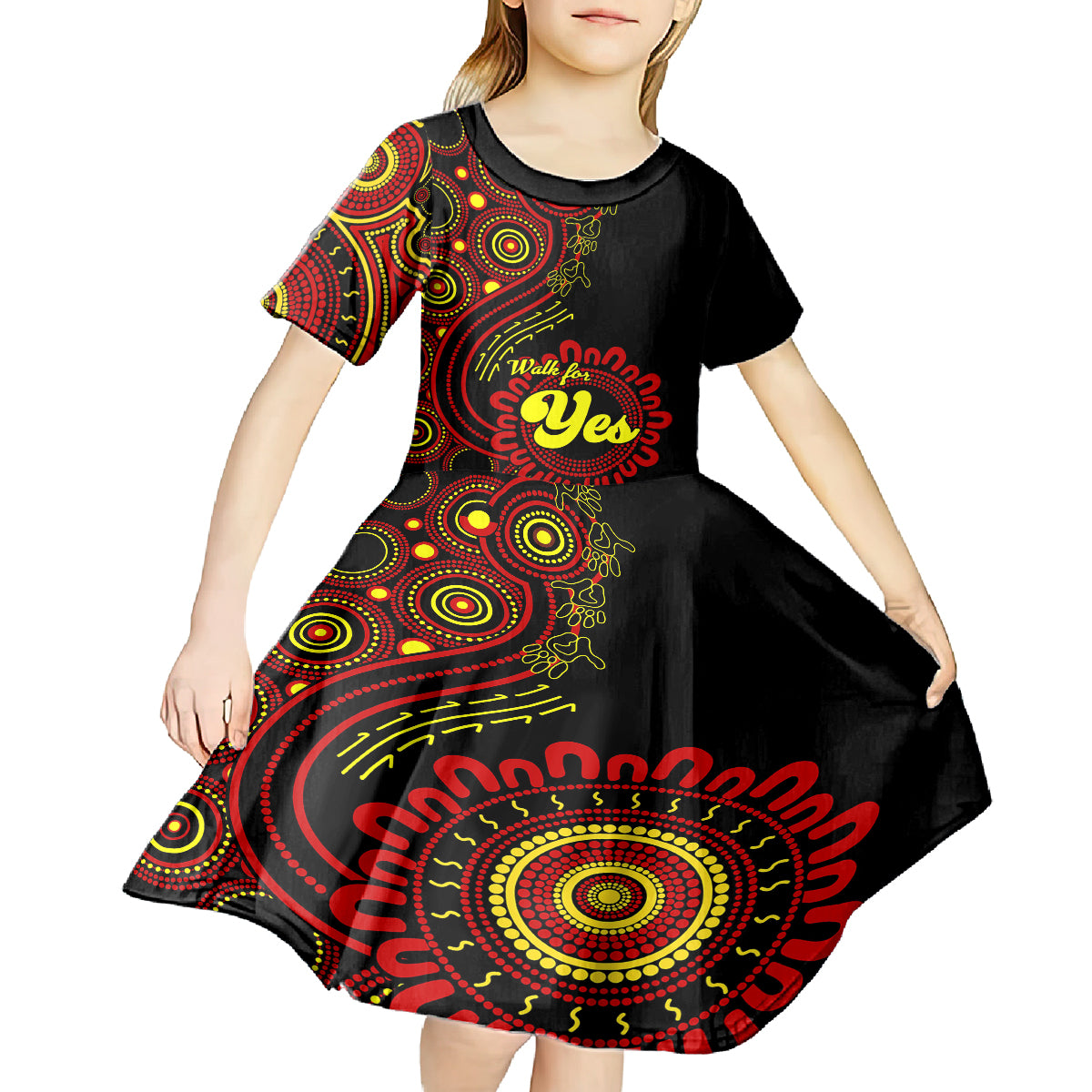 Australia Walk For Yes Kid Short Sleeve Dress Indigenous Voice 2023 Aboriginal Red Vibe - Vibe Hoodie Shop