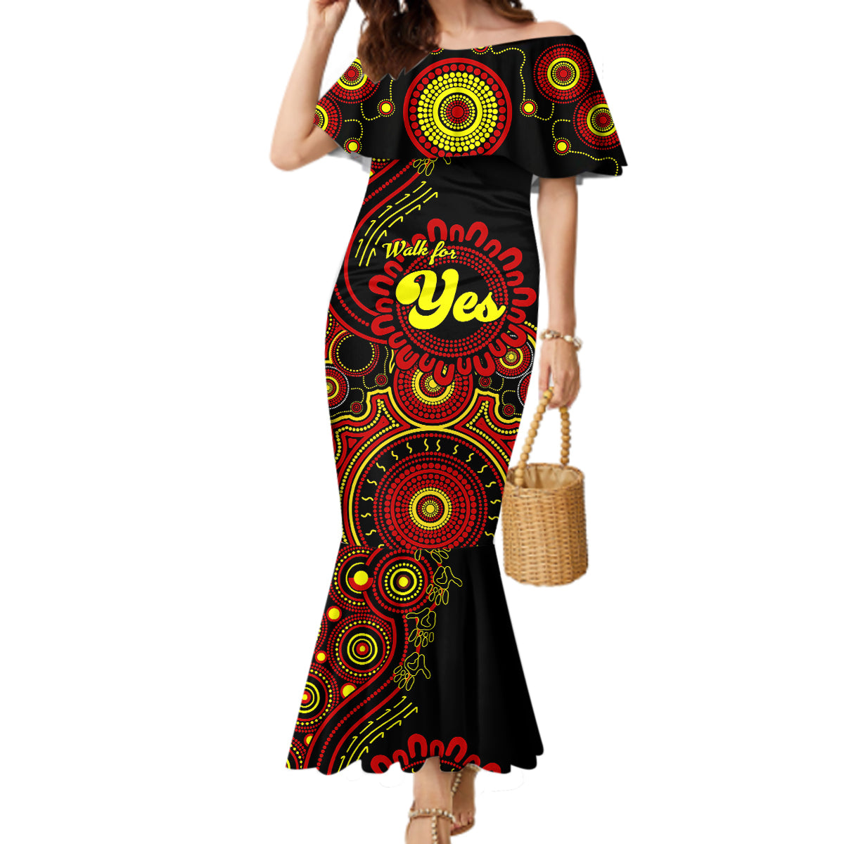 australia-walk-for-yes-mermaid-dress-indigenous-voice-2023-aboriginal-red-vibe