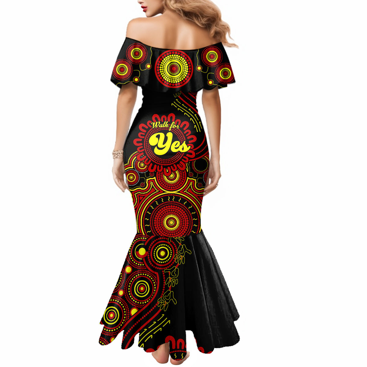 australia-walk-for-yes-mermaid-dress-indigenous-voice-2023-aboriginal-red-vibe