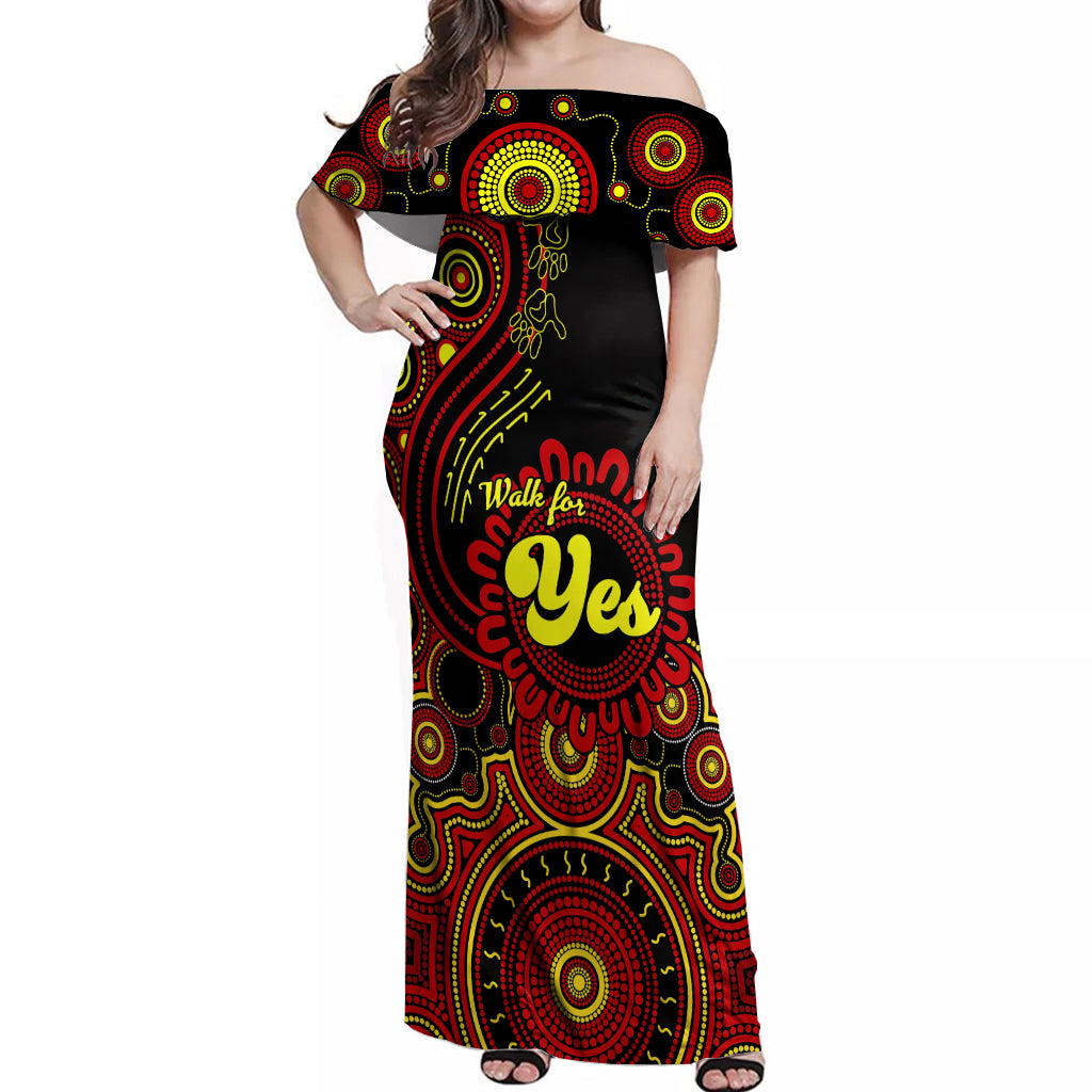 australia-walk-for-yes-off-shoulder-maxi-dress-indigenous-voice-2023-aboriginal-red-vibe