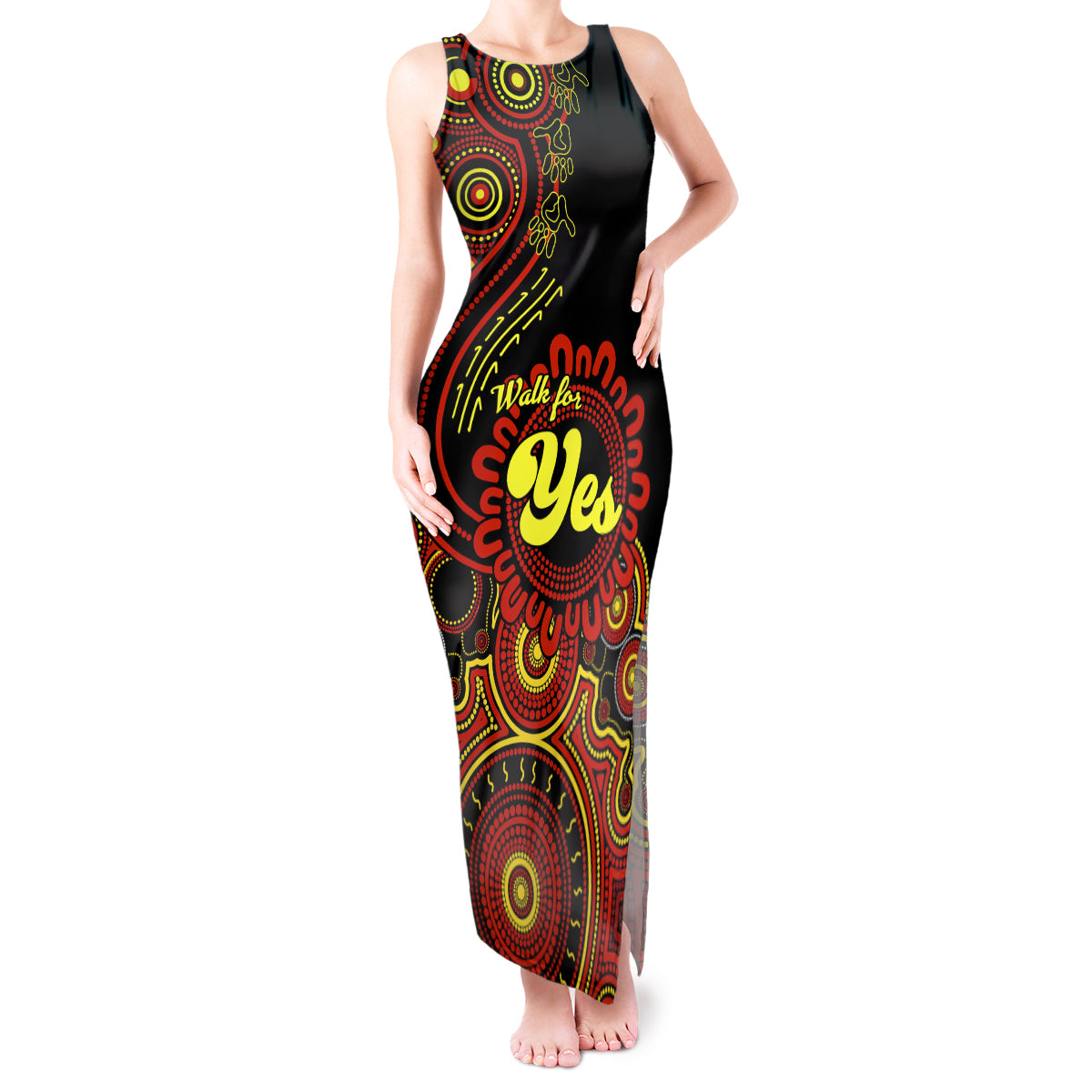 australia-walk-for-yes-tank-maxi-dress-indigenous-voice-2023-aboriginal-red-vibe